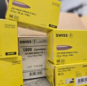 Screenshot_20251031_061544_Instagram PROMO EXCEPTIONNELLE - MUNITION SWISS P .223 Rem DS-1 55grs 490 CHF les 1000 cartouches au lieu de 600 CHF - Profitez de plus de 18% de rabais - Calibre :.223 Remington Balle:DS-1-55 grains Qualité Swiss P : précision, régularité, fiabilité Idéal pour tir sportif et entraînement intensif 35'000 cartouches disponibles - Premier arrivé, premier servi !