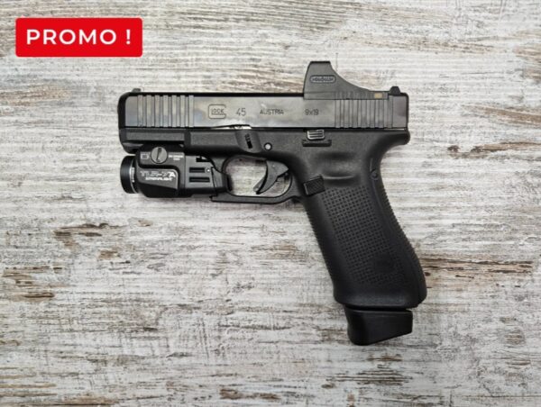 Screenshot_20251101_125516_Instagram PROMO 1'665.00-CHF €❌ 1'499.00 CHF €✅ GLOCK Mod. 45 MOS FS Génération 5 . OT. 4 - l48% Calibre: 919 ( 9mm PARA) Chargeur 17 coups Canon Match GMB 4 > (10,2 cm) Culasse et canon en acier avec traitement de surface anticorrosion nDLC Préparé pour accepter la plupart des micro-viseurs électroniques actuels. Compatible avec les micro-viseurs Docter, Meopta, Insight, Trijicon, C-More, et Leupold (liste non exhaustive qui sera complétée ultérieurement) Plaque de finition pour recouvrir la découpe MOS si un viseur n'est pas monté immédiatement Carcasse en polymère FS = Front Serrations = stries de préhension à l'avant de la culasse Rail picatinny universel sous le canon Optique Holosun SCS Lampe Streamlight TLR-7 Livré dans une mallette ABS GLOCK avec 2 dos de poignée, 2 chargeurs, clé Torx TX10, 1 plaque adaptatrice MOS (N°2 Holosun-Trijicon) et kit de nettoyage